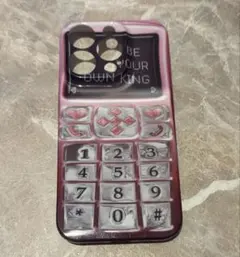 iPhone15pro用ケース レトロ携帯電話デザイン ピンク