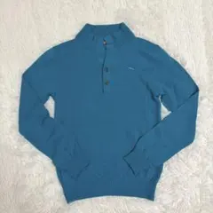 レア　ヴィンテージ　レトロ　PUMA プーマ　刺繍ロゴ　ポロシャツニット　ブルー