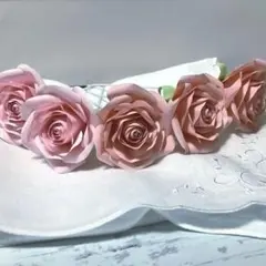 折花5輪(ピンク2種　バラ) ※花瓶にリボンの装飾もできます。