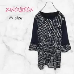ZINOVATION チュニック 幾何学柄 ネイビー プルオーバー Mサイズ