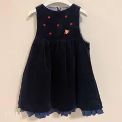 familiar ネイビー コーデュロイ ワンピース ジャンパースカート 90