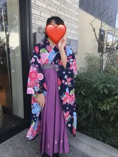 アリサナ袴セット　ネイビー薄紫　150 卒業式　即購入OK