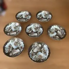 九谷焼　金彩赤絵人物文皿　7枚