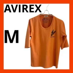 AVIREX アビレックス　Tシャツ カットソー　七分袖　M オレンジ
