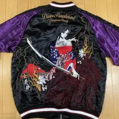 リバーシブル スカジャン 抜刀娘 刺繍 ブラック ゴールド - メルカリ