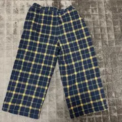 ネイビーとイエローのチェック柄ロングパンツ 160センチ
