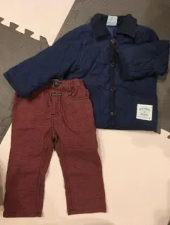 キルティング 青 コートブランシェス 赤 チェックパンツ 90 セット売り