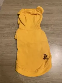 黄色クマ耳フード付き犬服 Lサイズ