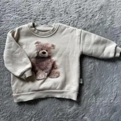 くまプリント　ベージュ　トレーナー　80cm 裏起毛