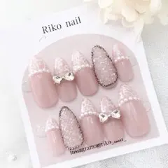 人気再販♡ネイルチップ レースネイル ピクシー ピンク ガーリー