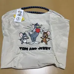 D.KELLY トム＆ジェリー トートバッグ 刺繍 Tom＆Jerry ベージュ