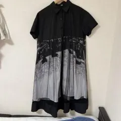 ワンピース　シースルー　ブラック　黒　シャツワンピース
