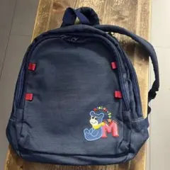 ミキハウス リュック デニム インディゴブルー クマ ロゴ 幼児用