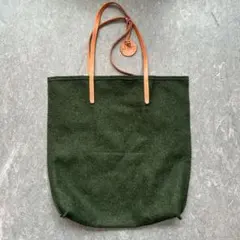 美品 MORMYRUS トート リネン レザー ショルダーバッグ モルミルス 緑 