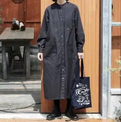 【極美品】Sunny cloudsアウトドアシャツワンピース チャコール ロング