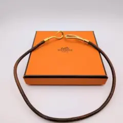 美品 エルメス ヘラクリード チョーカー 2way レザー 箱付 ブラウン 