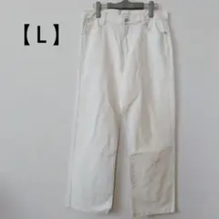 MONO-MART ホワイト ストレートデニム メンズパンツ モノマート 白 Ｌ