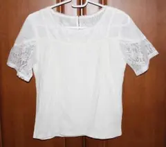 マジェスティックレゴン　半袖　リブ　Tシャツ　レース　ホワイト　Mサイズ　古着のサムネイル