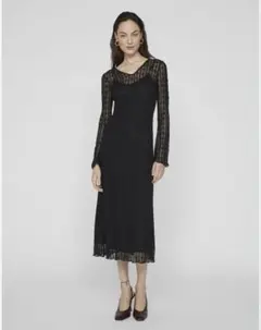 レース ロングワンピース シアードレス　ブラック H&M 結婚式ドレス