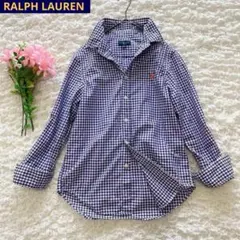 ラルフローレン　ギンガムチェック　パープル　紫　オレンジポニー刺繍　ボタンダウンのサムネイル