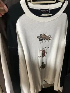 【レトロ】KENSHOABE 刺繍イラストデザイン モノトーン スウェット L