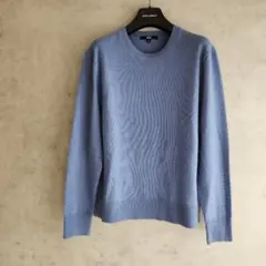 ユニクロ　カシミヤ100%　クルーネックセーター　くすみブルー　レディースM
