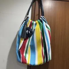 Think Bee! シンクビー ストライプ ハンドバッグ カラフル タッセル付 