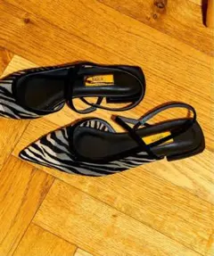 LE TALON GRISEポインテッドコンビストラップスリングバック　22㎝