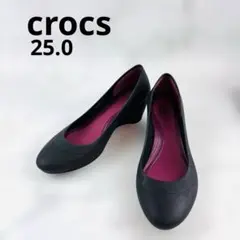 クロックス　リナウェッジ　crocs W9 25.0 パンプス 黒 新品未使用
