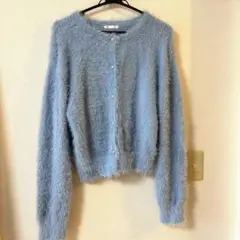 GU シャイニークルーネックカーディガン　ブルー