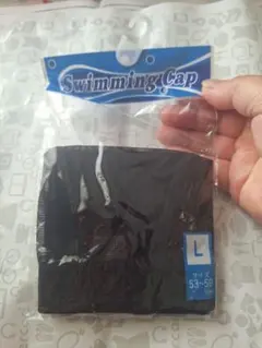 ブラック メッシュ スイミングキャップ Lサイズ