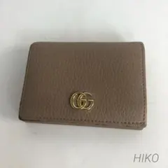 GUCCI グッチ GGマーモント 二つ折り財布 レザー ベージュ コンパクト