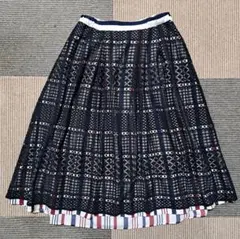 AT☆レース×マルチストライプ　ミモレ丈フレアスカートのサムネイル