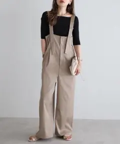 残1【新品・タグ付】ハイウエストワイドサロペット/BONJOUR SAGAN