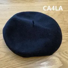 【CA4LA】ブラック チョボ付　コットン　ベレー帽