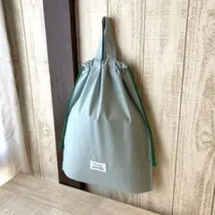 sale！ハンドメイド.ブルーグリーン系.無地.巾着大きめ