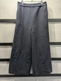 Niko and… ストライプ柄ワイドパンツ 黒紺系 L ◆1607