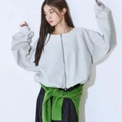 【JEANASIS】マルチWAY ダンボールバルーンZIPプルオーバー杢グレー色