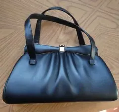 黒 レザー ハンドバッグ　昭和レトロ