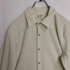 長袖シャツ コーデュロイシャツ アイボリー 無地 メンズМ