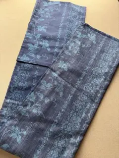 大人の夏着物単品洗える着物花吹雪青色白ブルーホワイト花びら単衣着物