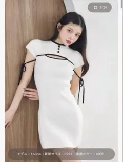 Darich パイピングリボンデザインニットミニワンピース FREE