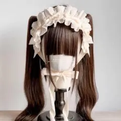 ヘッドドレス ロリータ リボン　コスプレ メイド 地雷　ゴスロリ　白フリル