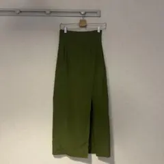 グリーンロングタイトスカート スリット入りのサムネイル
