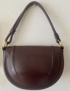 ダークブラウン レザー ハーフムーン型 ショルダーバッグ ZARA