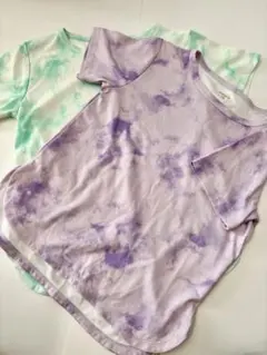 ジュニア　タイダイデザインTシャツ（紫・緑）　２枚セット