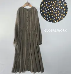 グローバルワーク◉さらさらリラックスワンピース　美品　ドット　レーヨン　前開き