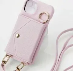 フェイクレザースマホケース　iPhone16プロマックスケース　ピンク