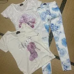 DaTuRa 半袖Tシャツ 2枚セット 花柄パンツ付きのサムネイル
