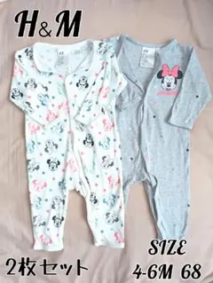H&M ミニーマウスロンパース 2枚セット 4-6M